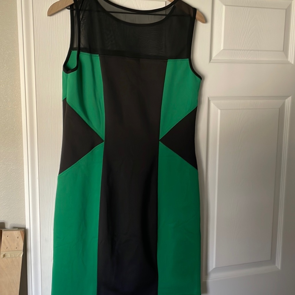 Black and green mini dress